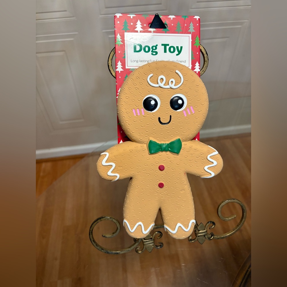 Jmle Happy Holidays/ Gingerbread 9”  Dog Toy With Squeaker.